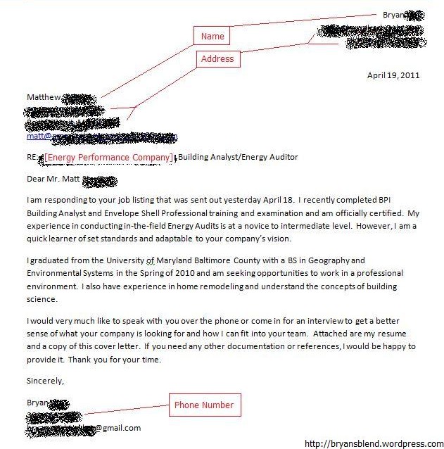 Successful cover letter example